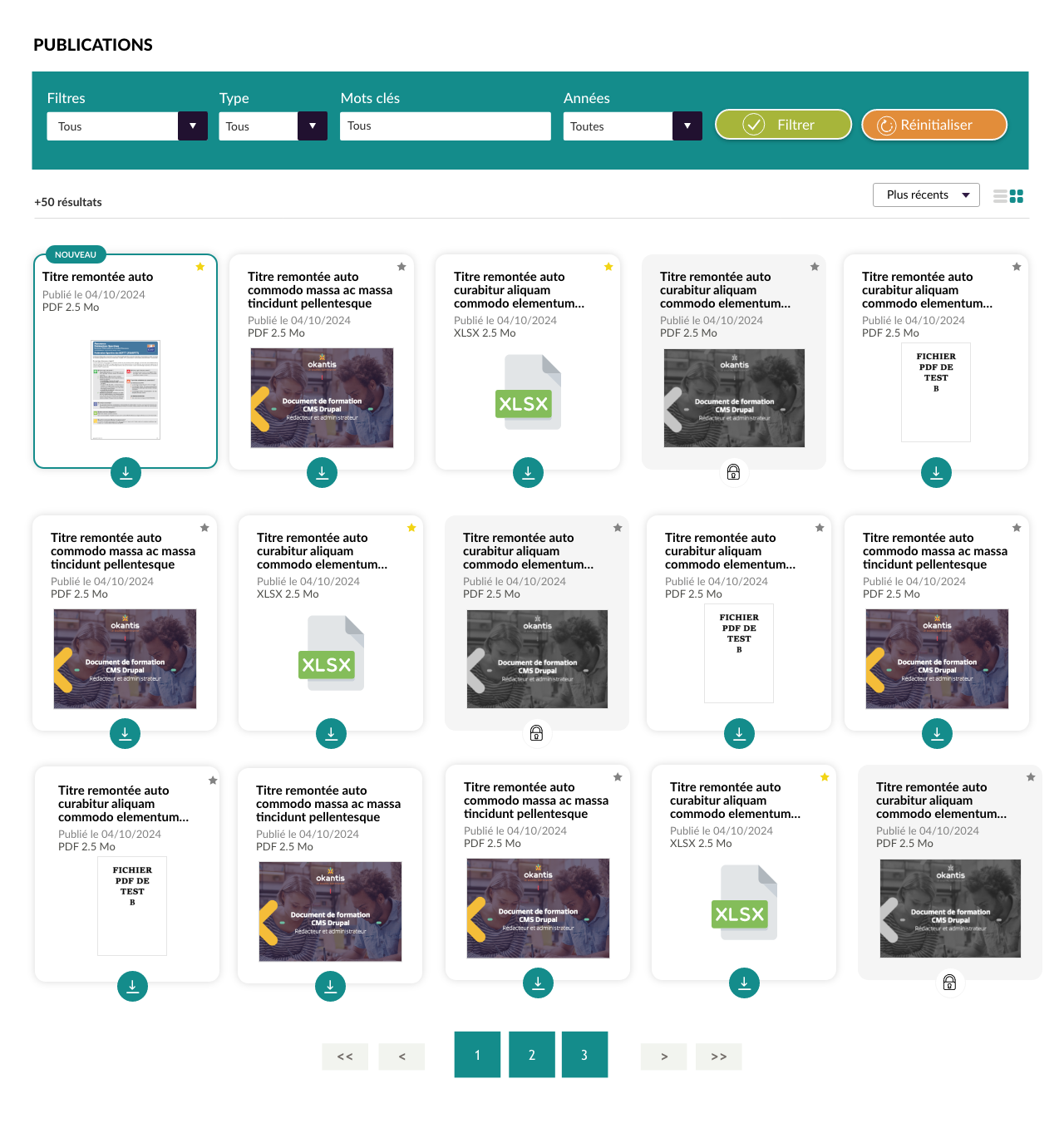 Listing avec vignettes